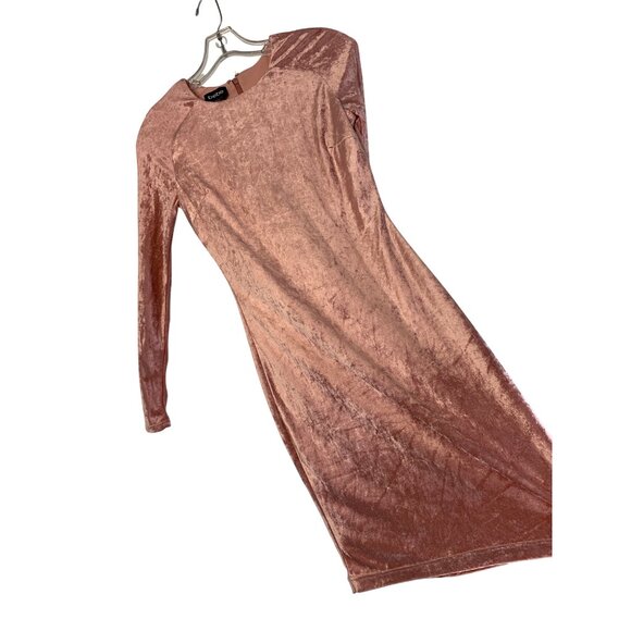 Bebe XS Long Sleeve Crushed Velvet Bodycon Mini Dress In Dark Rose - Picture 11 of 12